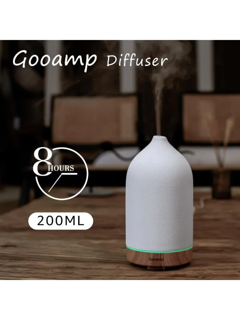 200ML Ultrasonic Essential Oil Diffuser & Humidifier with LED Lights, Auto